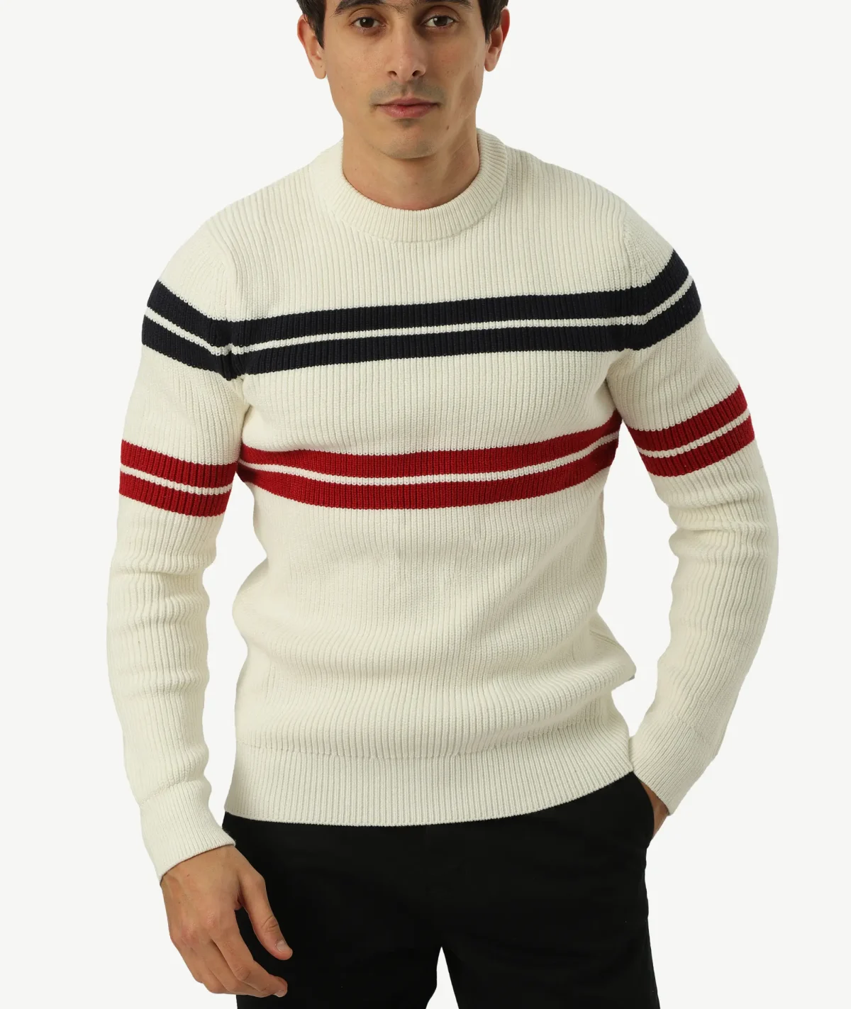 E-140021004-002_A Pull Col Rond JACK&JONES Blanc – Image 1