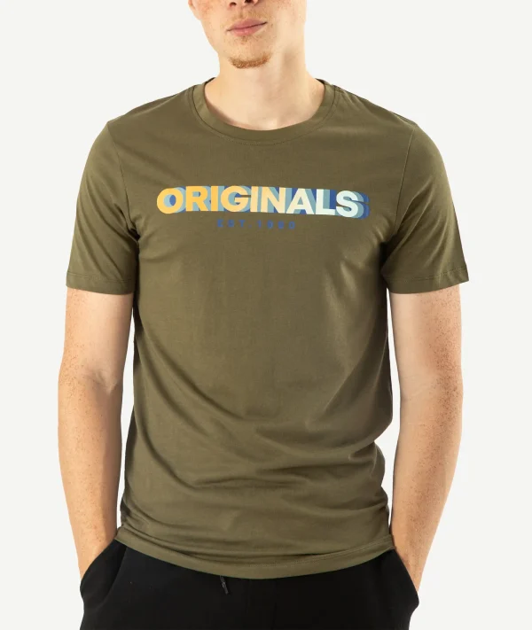 T-Shirts JACK&JONES Imprimé Vert Olive